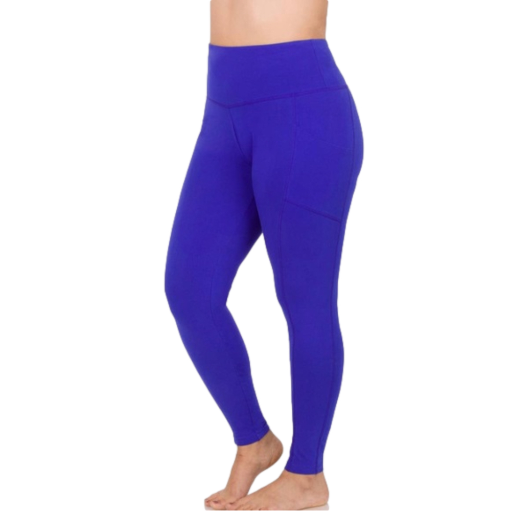 W/O Pockets BRIGHTBLUE Premium Cotton Waistband Leggings